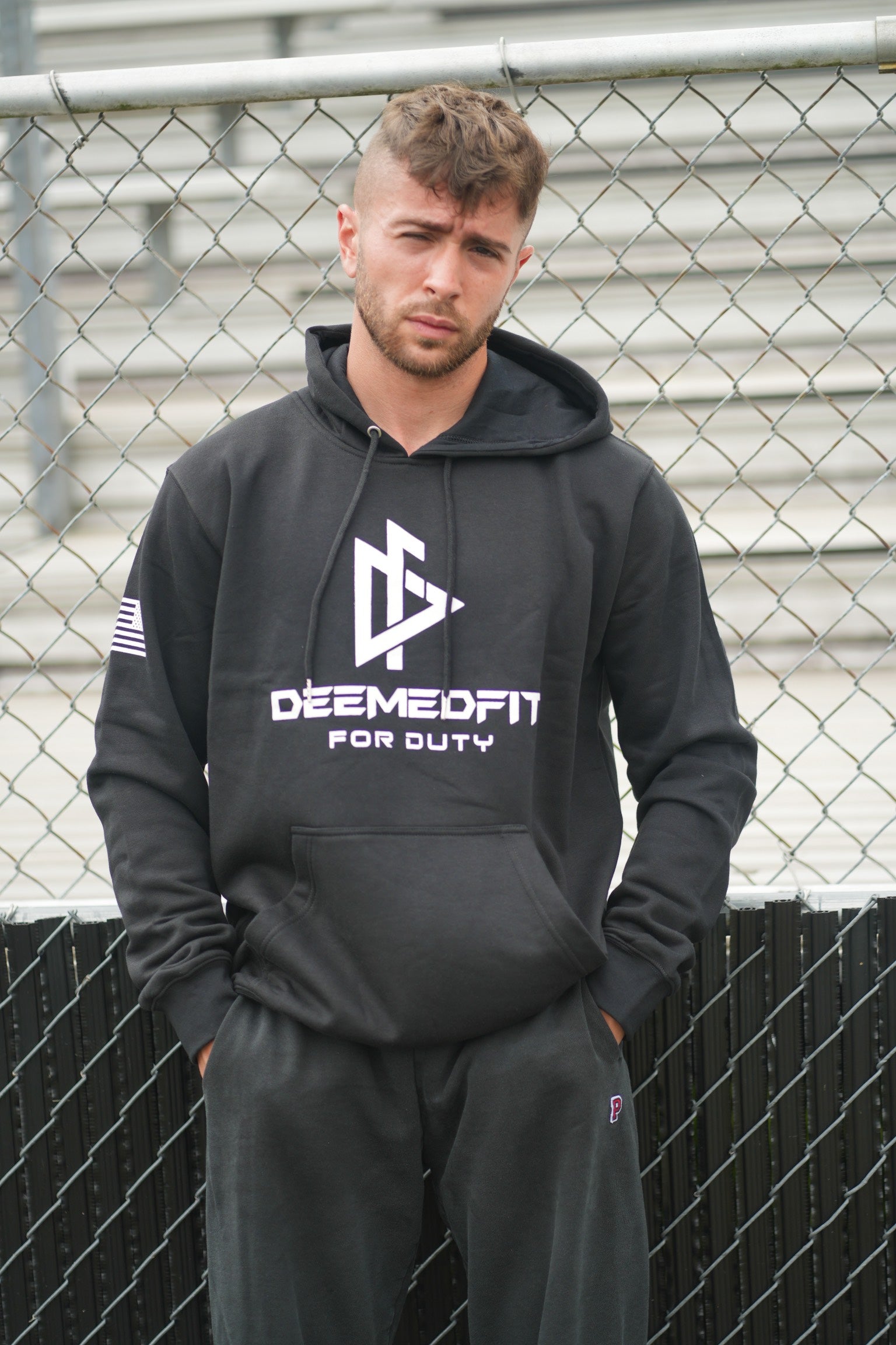 black Essential Hoodie for men