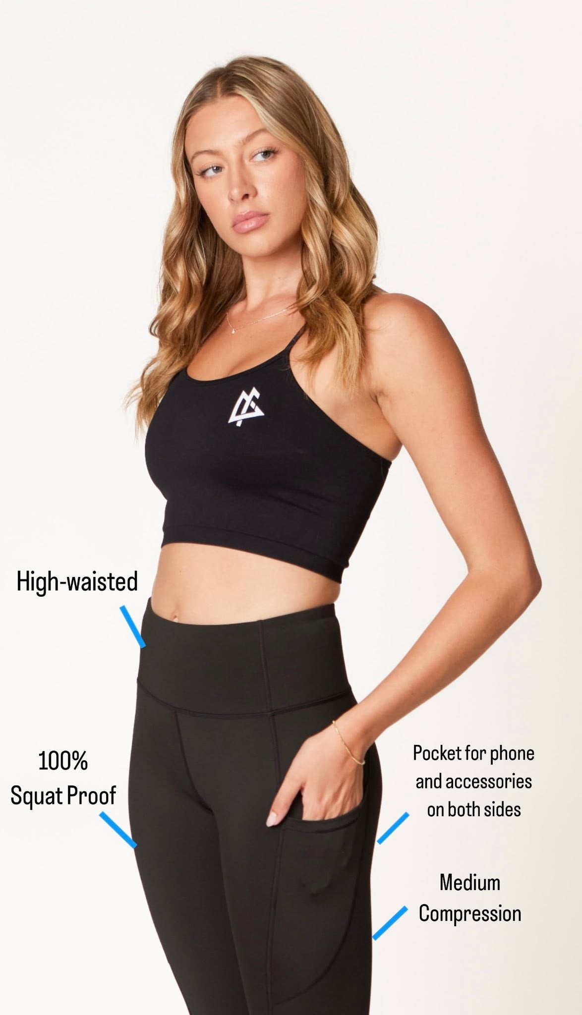 Pocket Legging- Black | DeemedFit with phone in side pocket.