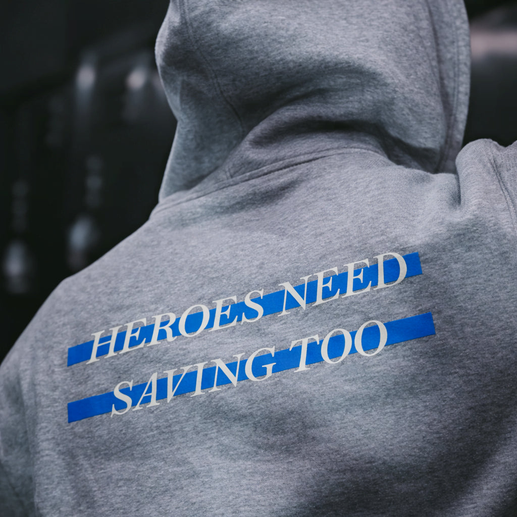 Stigma-Breaking Hoodie - Blue Line (Heather Grey)
