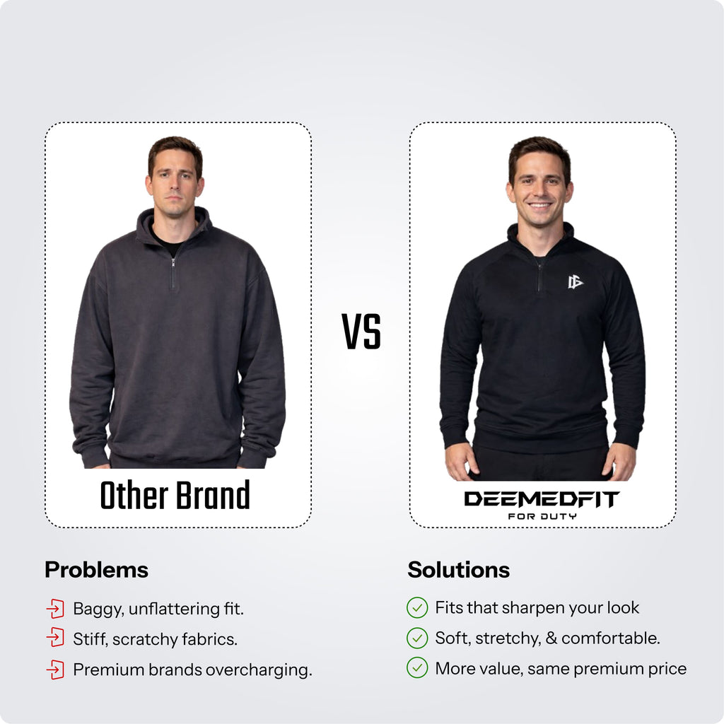 Core 1/4 Zip Fleece Layer on Athlete - Military Mental Health Support Apparel - DeemedFit