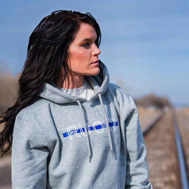 Stigma-Breaking Hoodie - Blue Line (Heather Grey)