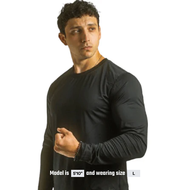 Long Sleeve Dry Fit Shirt in Coal, product detail - Military Training Apparel - DeemedFit