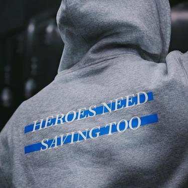 Stigma-Breaking Hoodie, Blue Line in Heather Grey, photo 5 - Law Enforcement Mental Health Apparel - DeemedFit