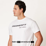 Compellence Gym Tee White - Moisture-Wicking Performance Shirt with American Flag Sleeve - DeemedFit