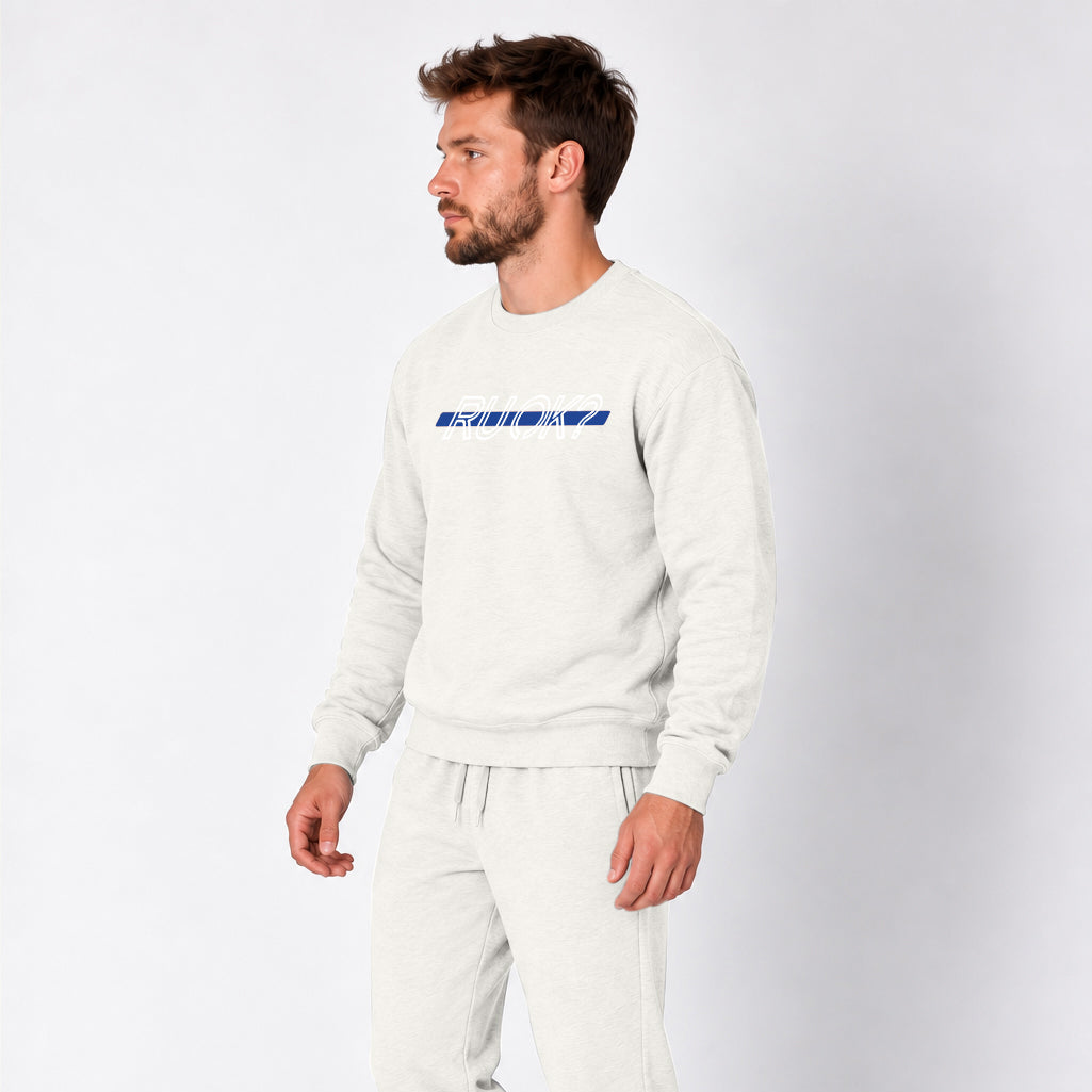Blue Line Heavyweight Crewneck, photo 7 - Law Enforcement Mental Health Apparel - DeemedFit #oat-gray