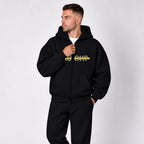 Heavyweight Zip-Up Stigma-Breaking Hoodie, Gold Line, photo 4 - 911 Dispatcher Mental Health Apparel - DeemedFit #black