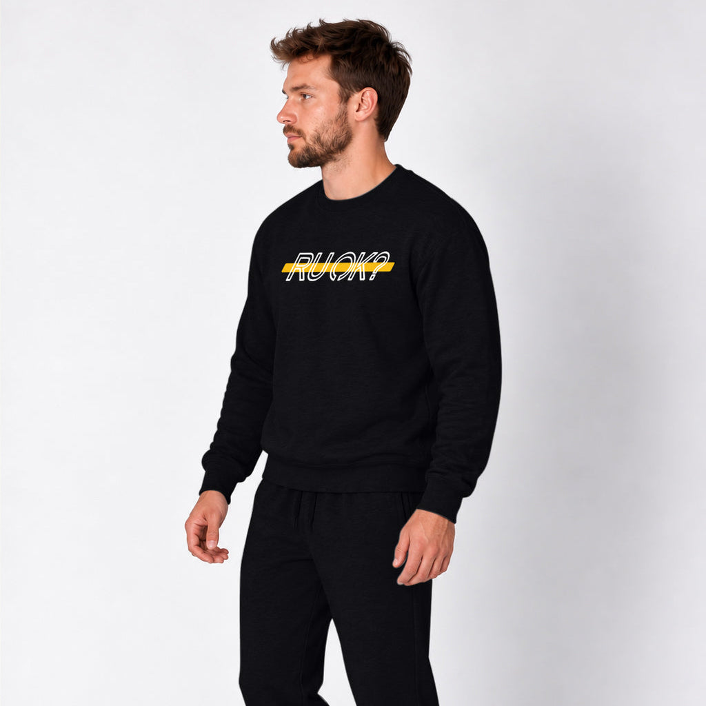 Gold Line Heavyweight Crewneck, photo 5 - 911 Dispatcher Mental Health Apparel - DeemedFit #black