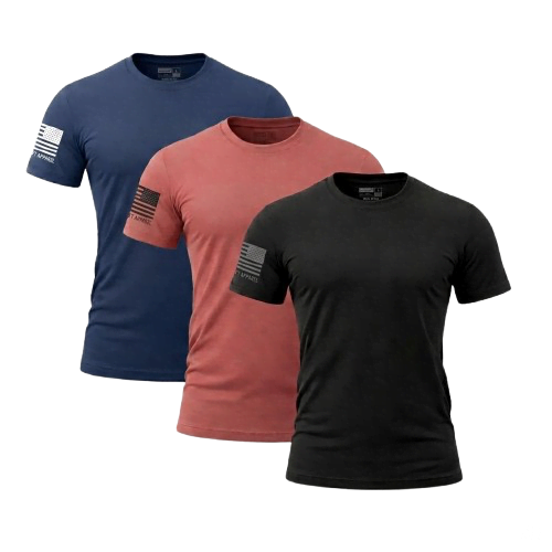 Capsule Tee 3-Pack in Blackout, Midnight Navy and Rust, front view