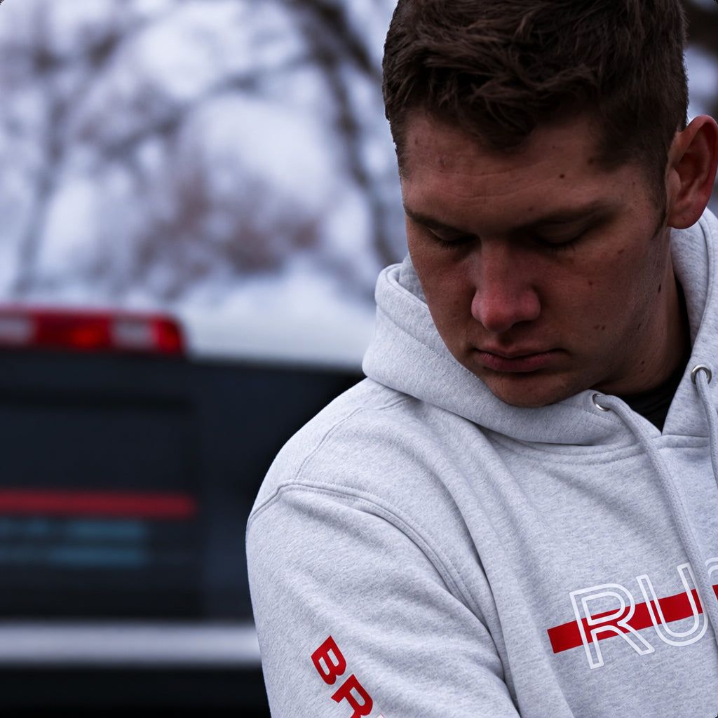Stigma-Breaking Hoodie - Red Line (Heather Grey)