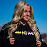 Stigma-Breaking Gold Line Hoodie Worn Outdoors - 911 Dispatcher Mental Health Apparel - DeemedFit