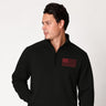 Black Red Line quarter zip pullover worn by a model, front view