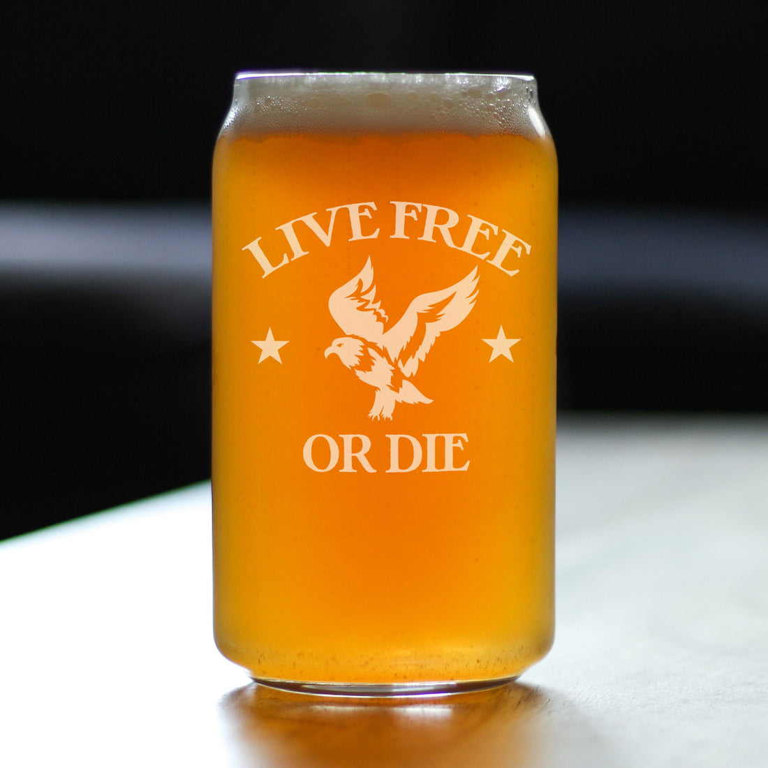 Live Free Or Die - American Patriotic Beer Can Pint Glass Gift for Men & Women - 16 oz Drinking Glasses