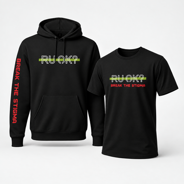 Green Line Hoodie + Tee bundle with R U OK? graphic for military and veterans - DeemedFit