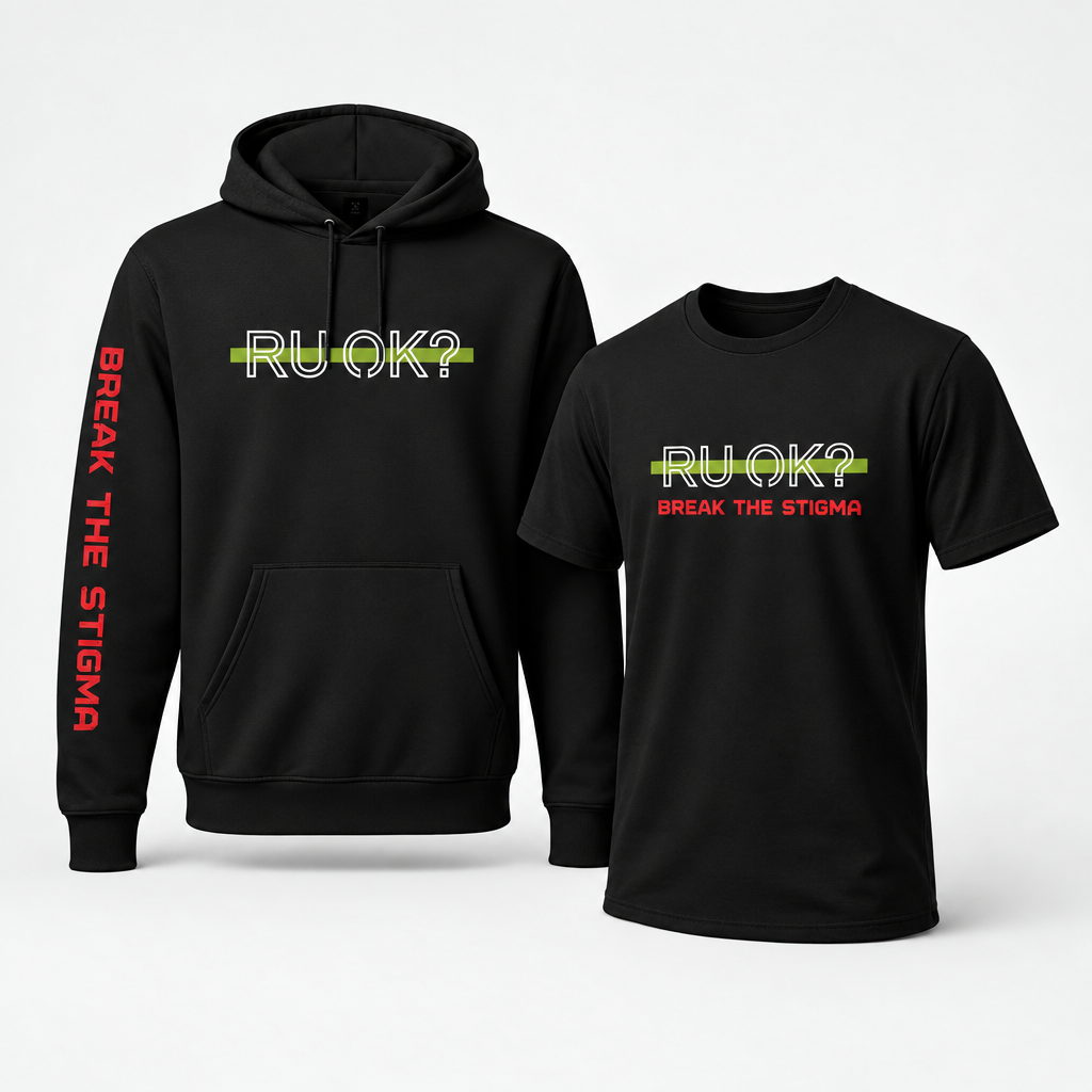 Green Line Hoodie + Tee bundle with R U OK? graphic for military and veterans - DeemedFit