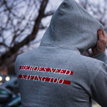 Stigma-Breaking Hoodie, Red Line in Heather Grey, photo 4 - Firefighter Mental Health Apparel - DeemedFit