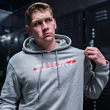 Stigma-Breaking Hoodie, Red Line in Heather Grey, photo 3 - Firefighter Mental Health Apparel - DeemedFit