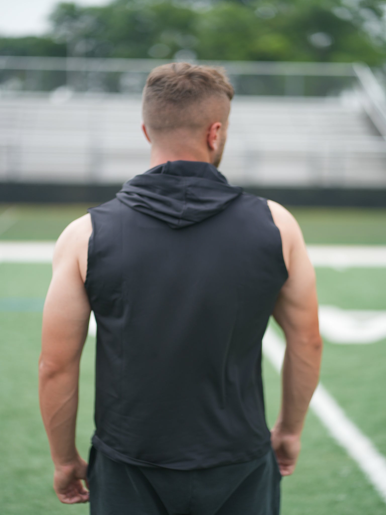 rear shot of Sleeveless Black DeemedFit Warrior Hoodie