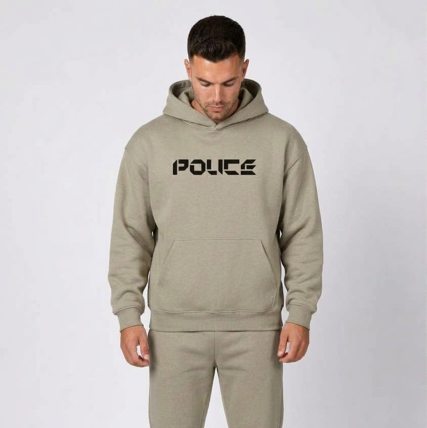 Police Elite Hoodie, heavyweight drop-shoulder cotton-blend hoodie #light-gray