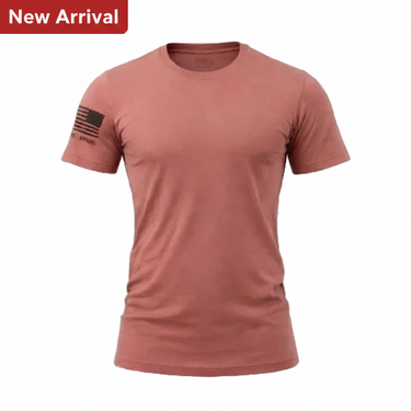 Capsule Tee Rust Front View - First Responder Performance Tee with American Flag Sleeve - DeemedFit