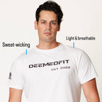 Men's Compellence White Gym Tee Back View - Athletic Training Shirt - DeemedFit