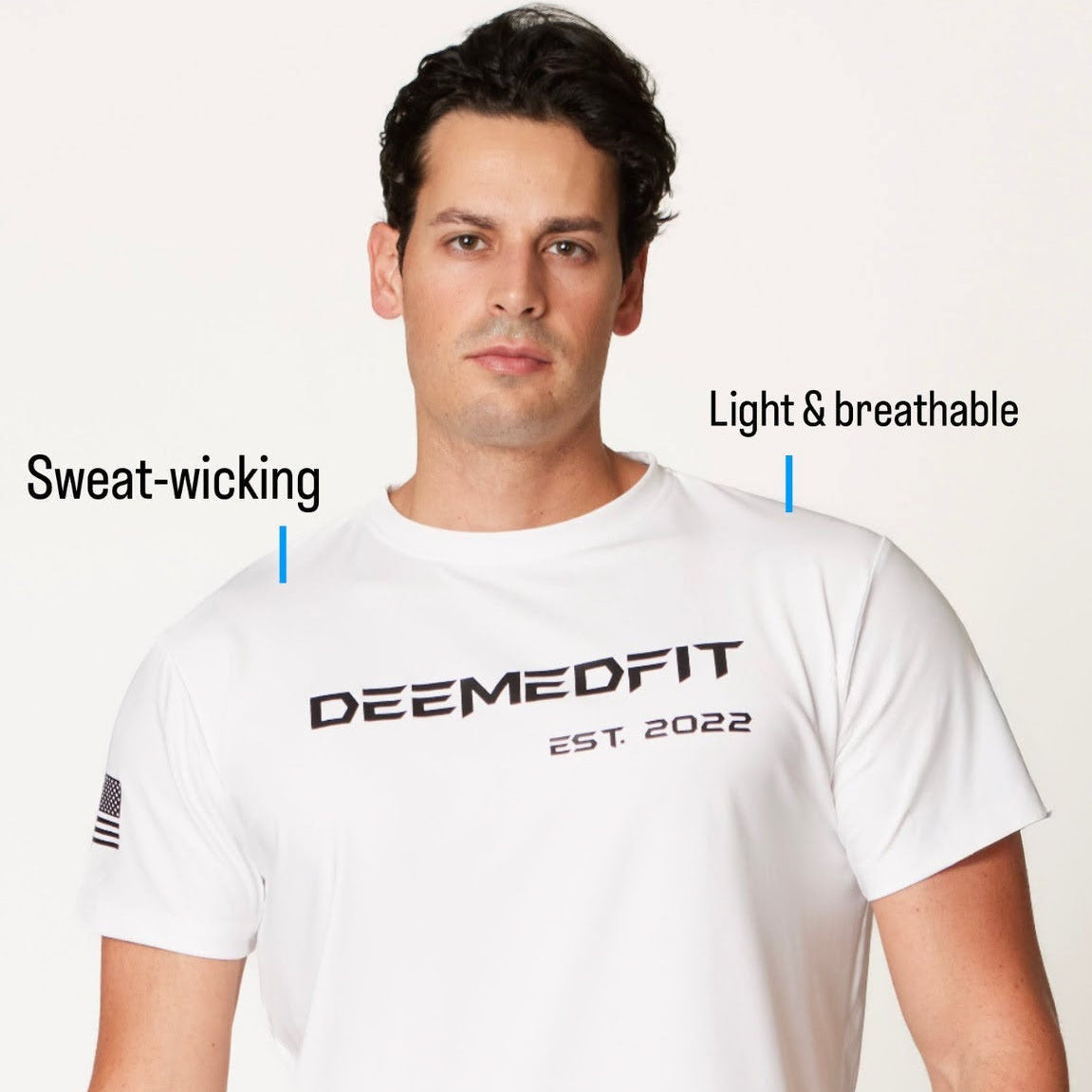 Men's Compellence White Gym Tee Back View - Athletic Training Shirt - DeemedFit