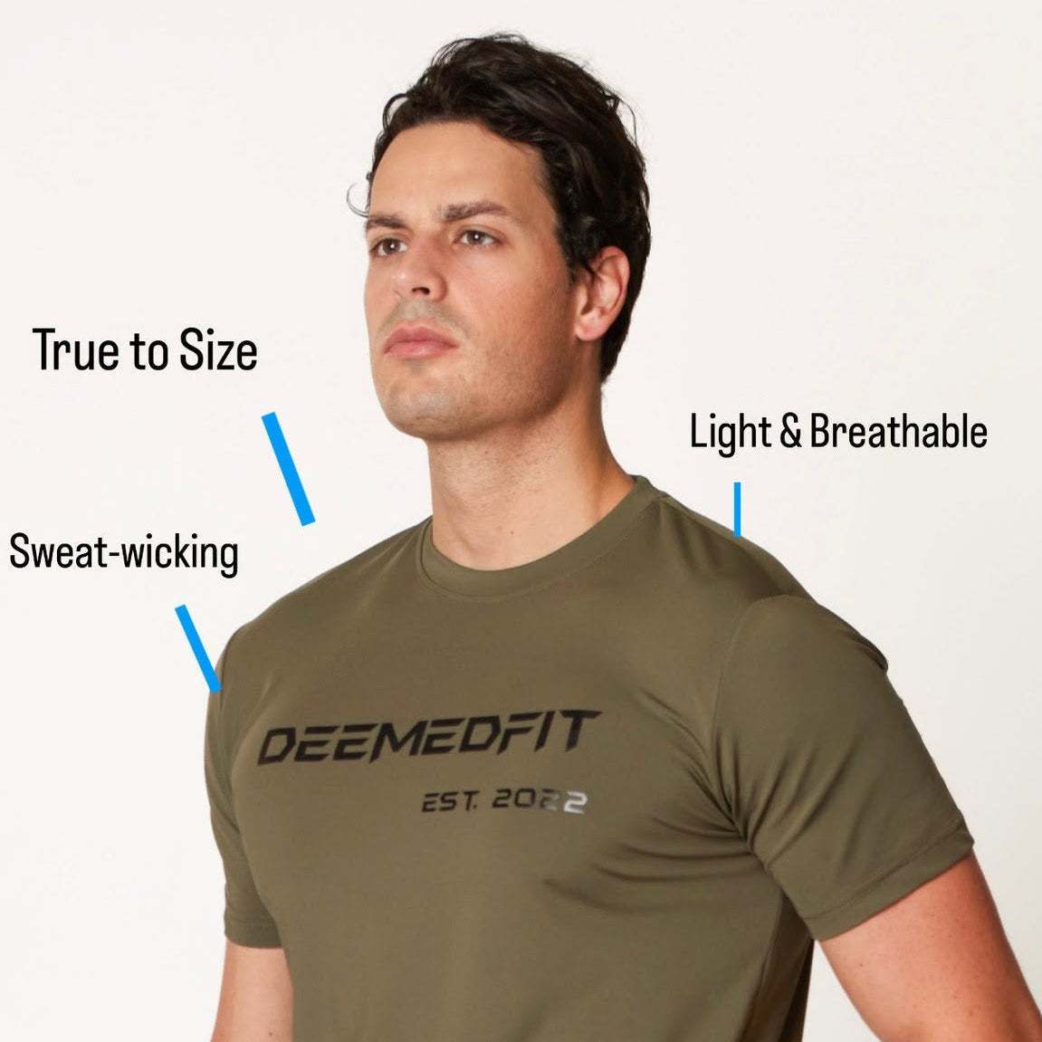 Compellence Gym Tee Olive Back View - Athletic Shirt with American Flag Sleeve - DeemedFit