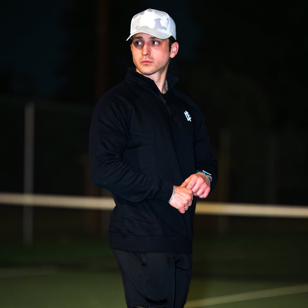 Core 1/4 Zip Fleece Layer Side View - UNBROKEN Athletic Performance Pullover - DeemedFit