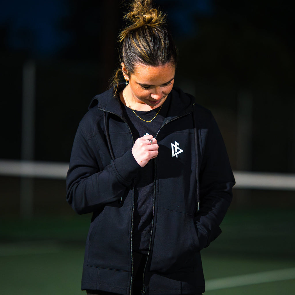 Women's Core Fleece Full Zip Side View - Stretch Nylon Layer-Ready Jacket - DeemedFit