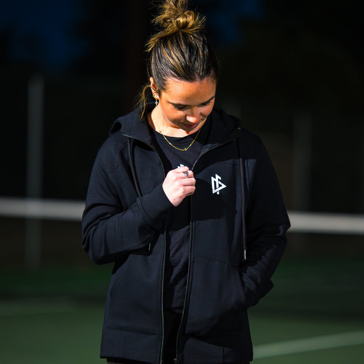 Women's Core Fleece Full Zip Side View - Stretch Nylon Layer-Ready Jacket - DeemedFit