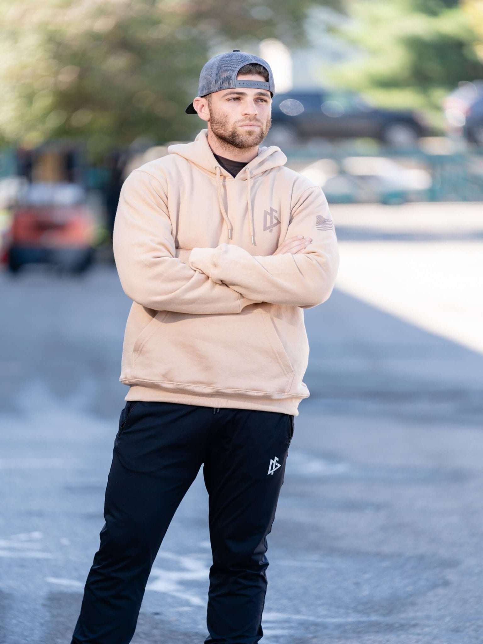 patriotic tan hoodie for veterans and first responders