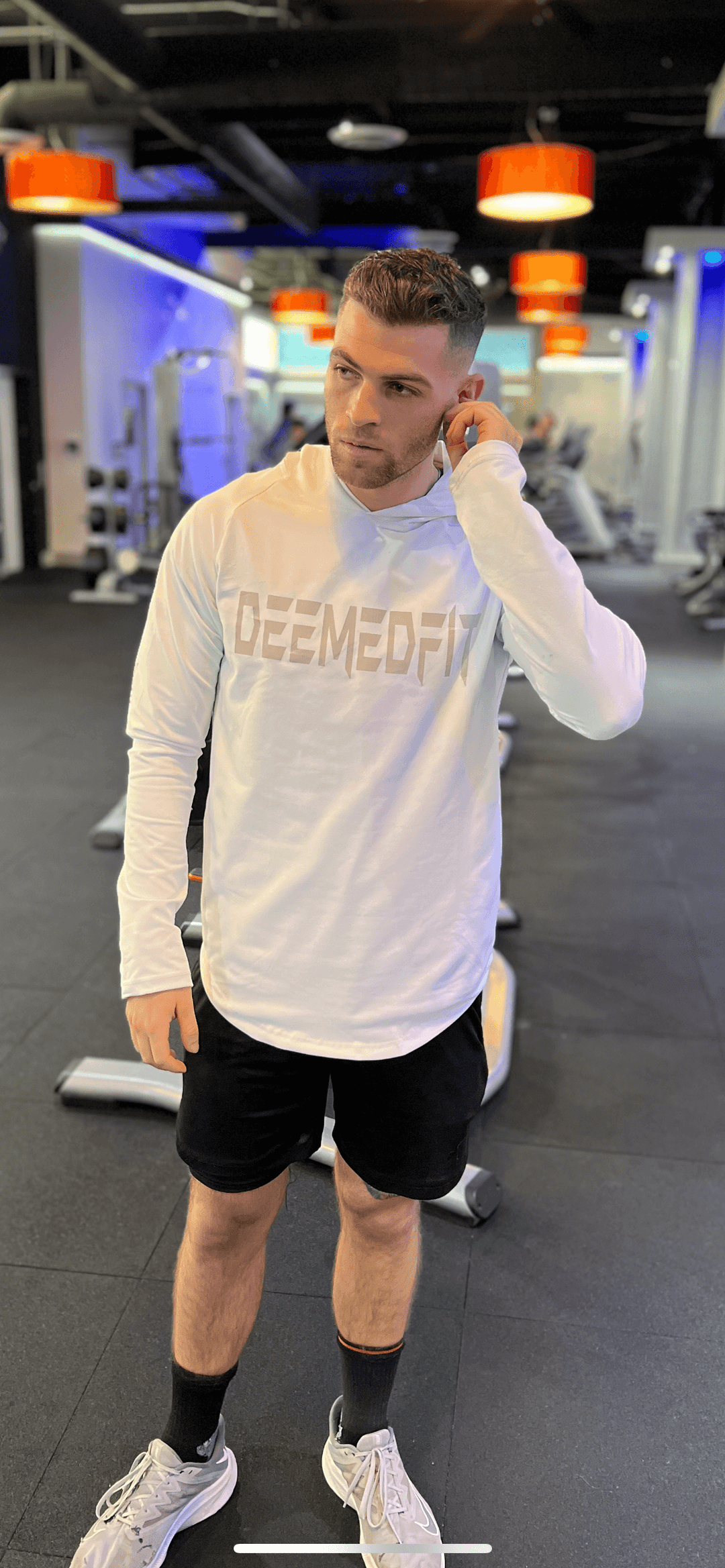 white polyester nylon hoodie for gym