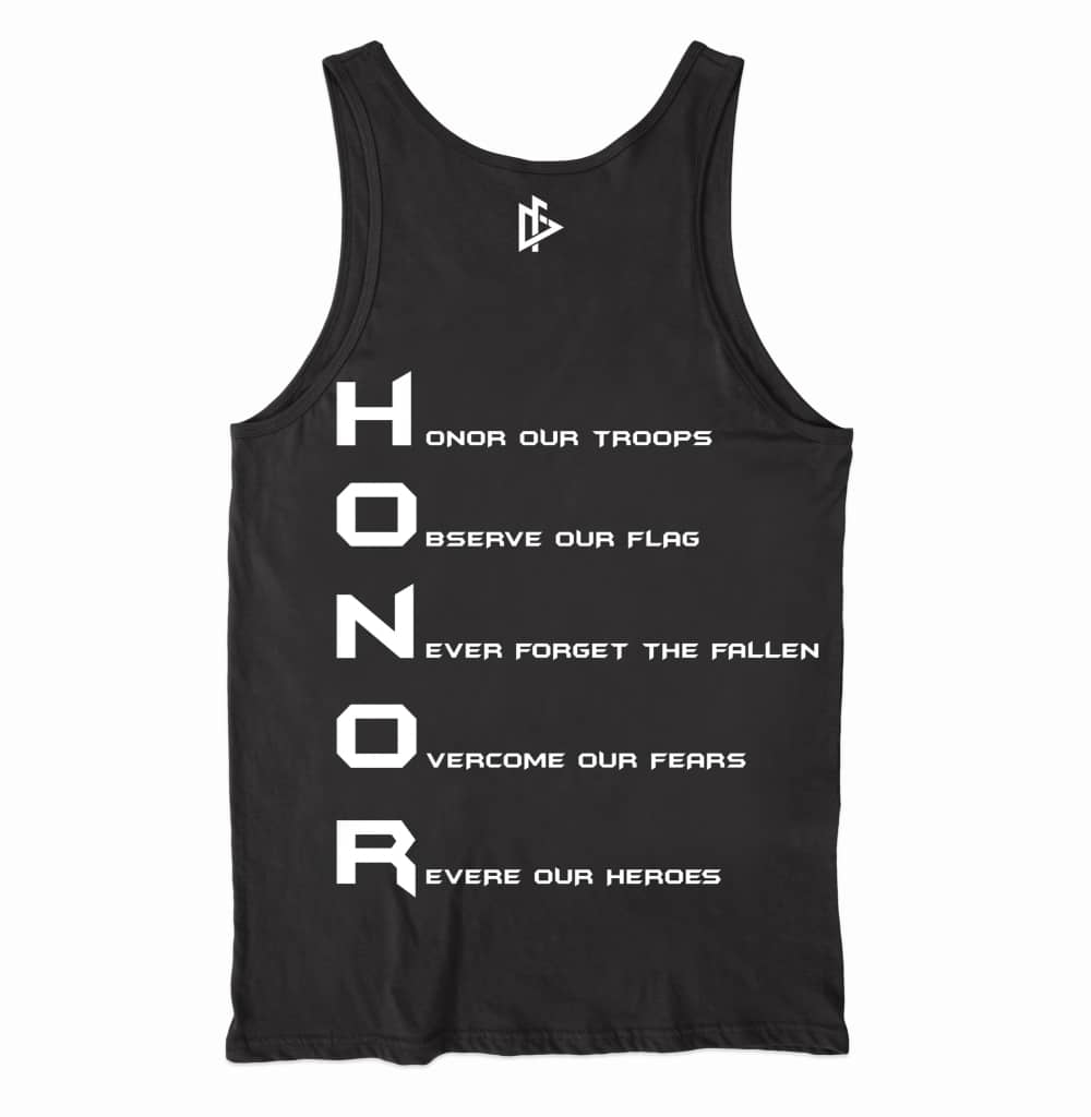 DeemedFit Men's Honor Patriotic Black T Shirt rear