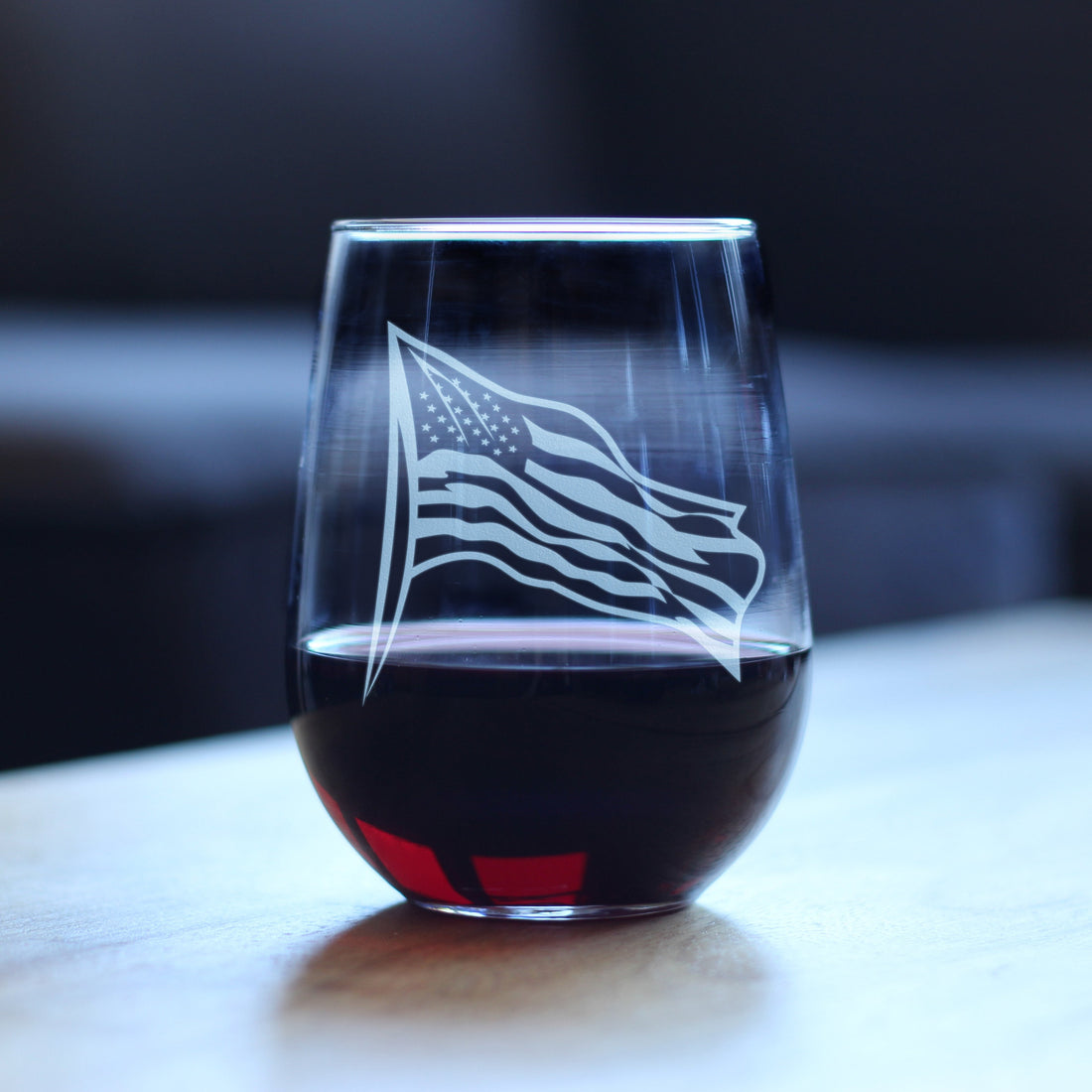 American Flag - 17 Ounce Stemless Wine Glass