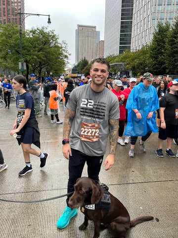 DeemedFit owner Mike DeMarino running in Tunnel to Towers, with 100% sales donated by DeemedFit