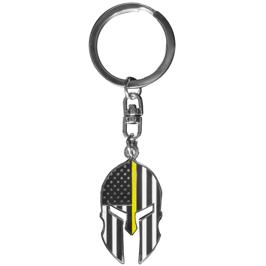 GHKB-1E Gladiator Police Dispatcher Thin Yellow Line Flag Spartan Helmet Trucker Keychain 911 Emergency