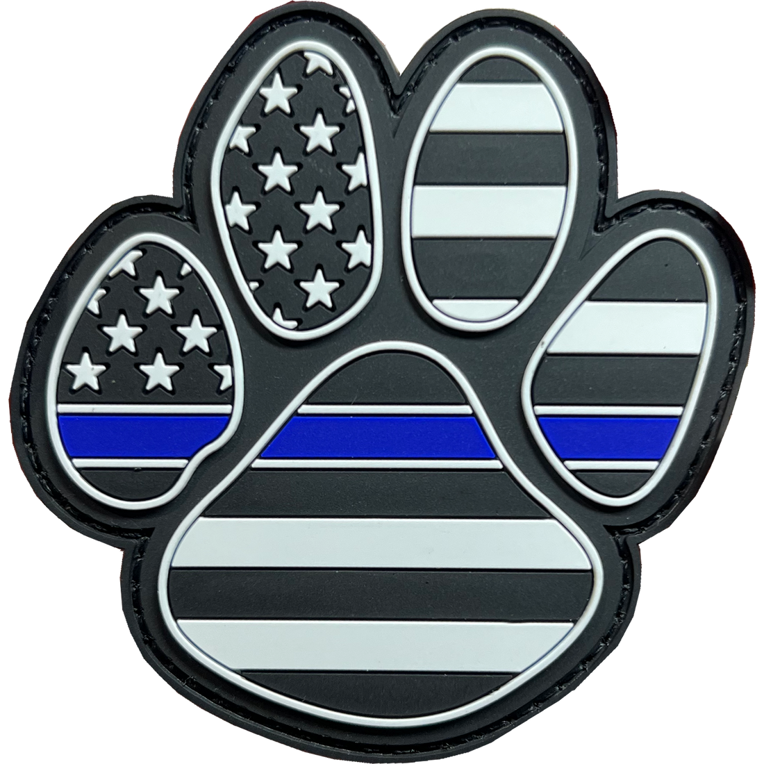 BL5-024 Police Thin Blue Line K9 Canine Rubber Silicone Morale Patch large 3 inch with hook and loop