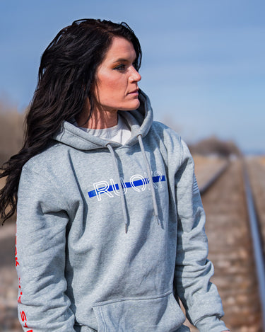 Stigma-Breaking Hoodie - Blue Line (Heather Grey)