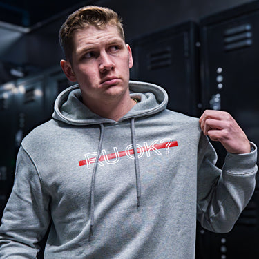 Stigma-Breaking Hoodie - Red Line (Heather Grey)