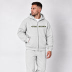 Heavyweight Zip-Up Stigma-Breaking Hoodie, Green Line, photo 3 - Military Mental Health Apparel - DeemedFit #oat-gray