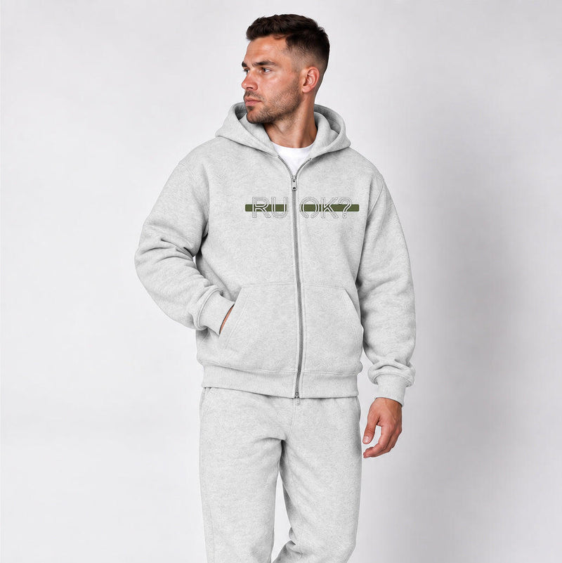 Heavyweight Zip-Up Stigma-Breaking Hoodie - Green Line