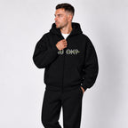 Heavyweight Zip-Up Stigma-Breaking Hoodie, Green Line, photo 4 - Military Mental Health Apparel - DeemedFit #black