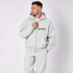 Heavyweight Zip-Up Stigma-Breaking Hoodie, Green Line, photo 6 - Military Mental Health Apparel - DeemedFit #oat-gray