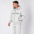 Heavyweight Zip-Up Stigma-Breaking Hoodie, Green Line, photo 9 - Military Mental Health Apparel - DeemedFit #oat-gray