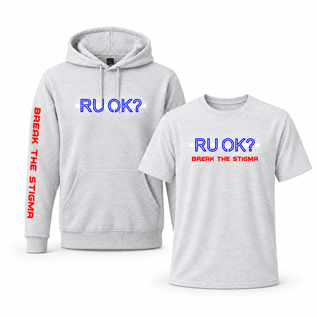 White Line Hoodie + Tee bundle with R U OK? graphic for EMS and paramedics - DeemedFit