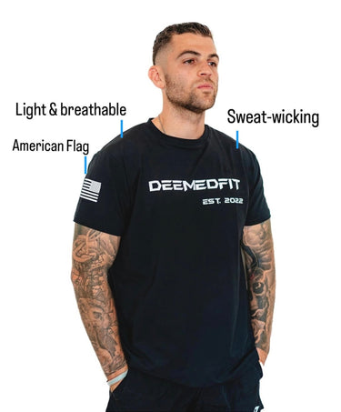Men's Gym Tee "Compellence" - Black - DeemedFit