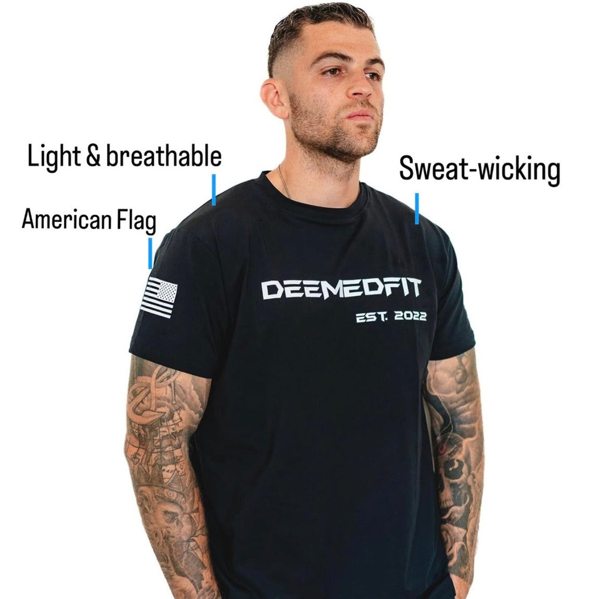 Men's Gym Tee "Compellence" - Black - DeemedFit