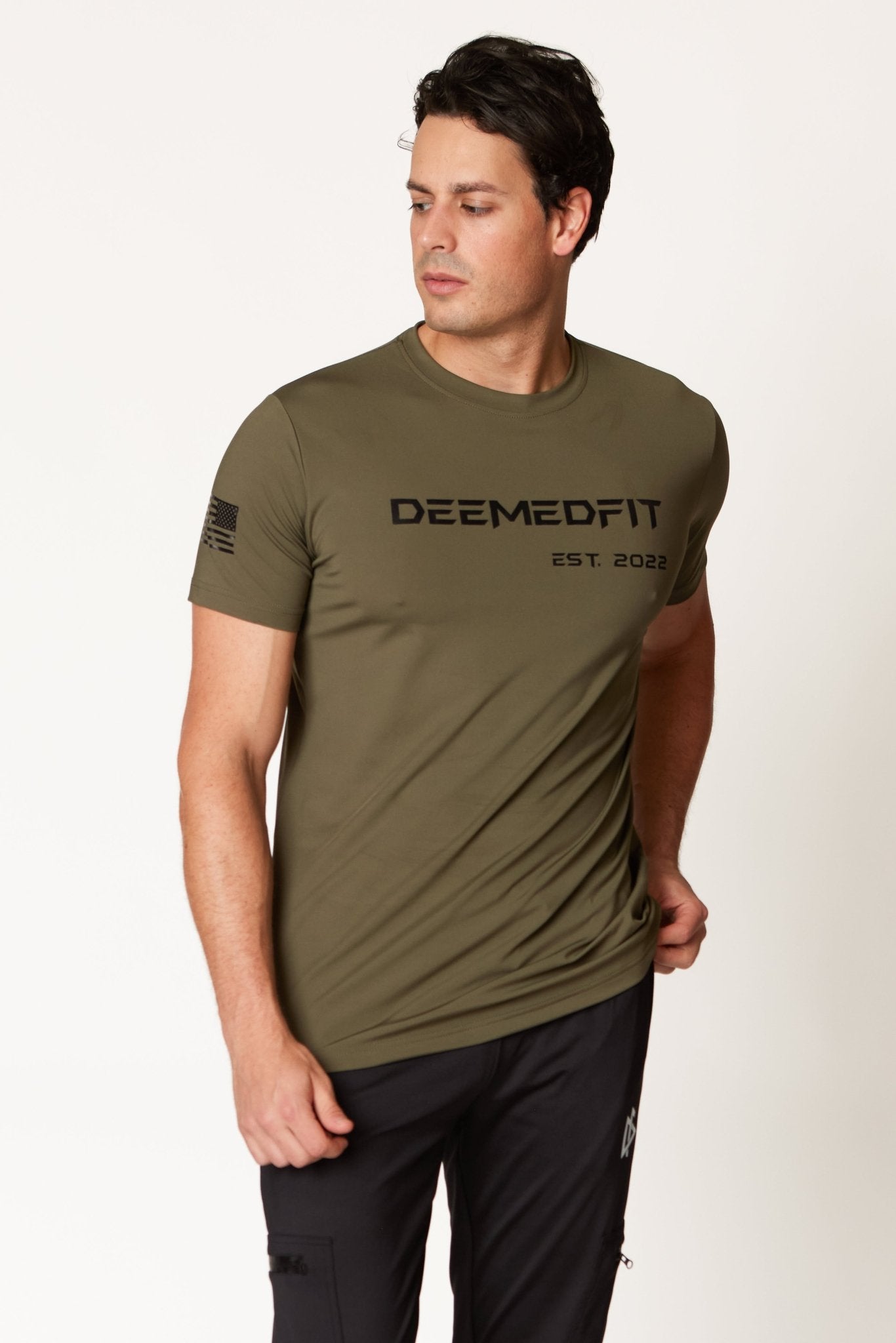 Men’s Gym Tee “Compellence” - Olive - DeemedFit