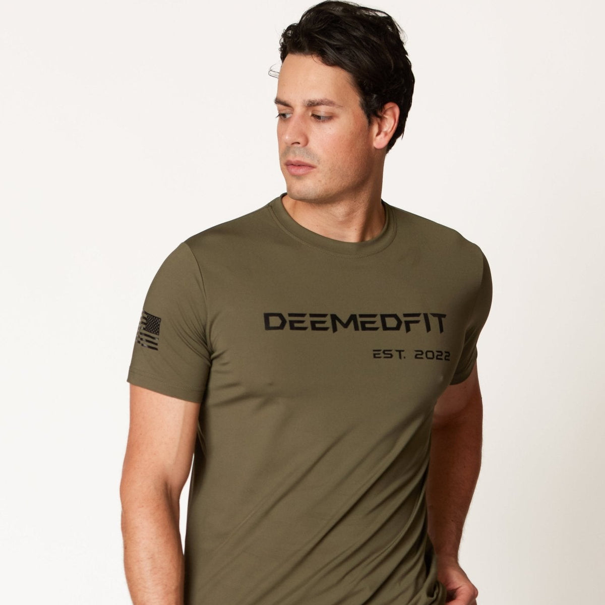 Men’s Gym Tee “Compellence” - Olive - DeemedFit