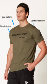 Men’s Gym Tee “Compellence” - Olive - DeemedFit