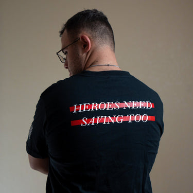 Stigma-Breaking Unisex Tee, Red Line, photo 3 - Firefighter Mental Health Apparel - DeemedFit